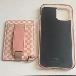 Walli Pink Checkered iPhone 13/14 Case with Card Holder